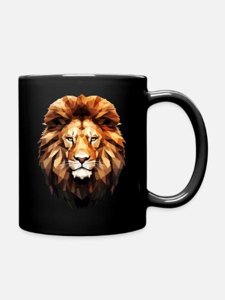 Lion low poly , Löwe - Mug uni - noir