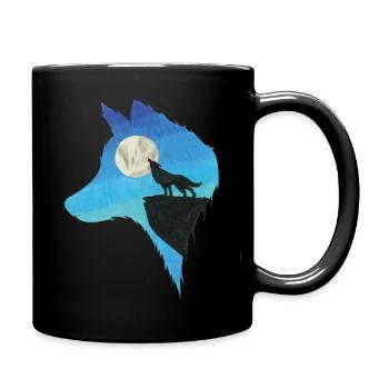 Wolfskopf - Tasse einfarbig - Schwarz - Rechts
