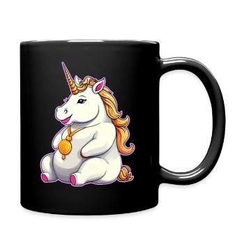 Licorne grasse mignonne - Mug uni - noir - Droite