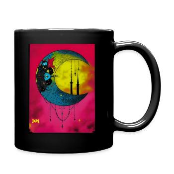 Halbmond Stadt - Tasse einfarbig - Schwarz - Rechts
