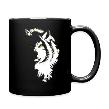 Wolf black & white - Tasse einfarbig - Schwarz - Rechts
