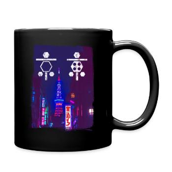 Asia Cyberpunk Tower - Tasse einfarbig - Schwarz - Rechts