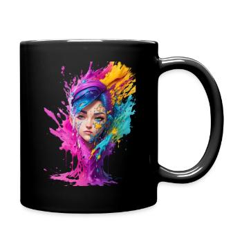 Lebendiges Porträt einer jungen Frau - Tasse einfarbig - Schwarz - Rechts