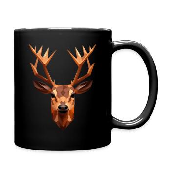 Hirsch Poly-Art deer head vector polygonal - Full Colour Mug - black - Right