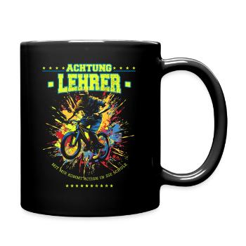 Einschulung - Achtung Lehrer! - BMX - Action - Tasse einfarbig - Schwarz - Rechts