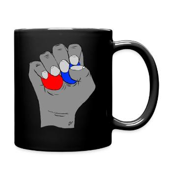 Testicules rouges et bleus. - Mug uni - noir - Droite