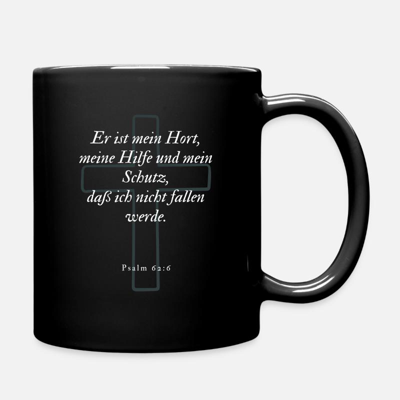 Bibelvers - Psalm 62,6 - Tasse einfarbig - Schwarz