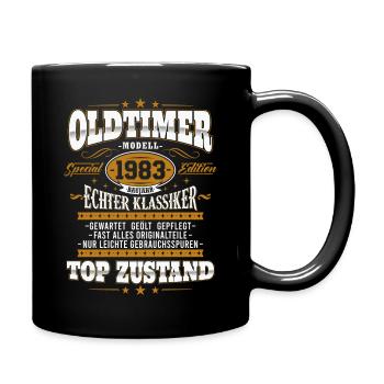 Oldtimer Baujahr 1983 Jahrgang Geburtstag Geschenk - Tasse einfarbig - Schwarz - Rechts