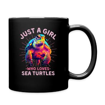 Colorful sea turtle - Full Colour Mug - black - Right