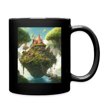 Schwebendes Elfendorf - Tasse einfarbig - Schwarz - Rechts
