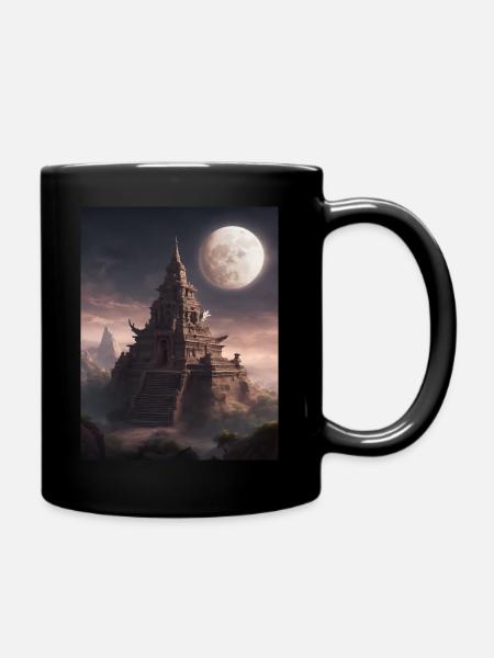Wunderschöner Maja-Tempel im Mondschein - Tasse einfarbig - Schwarz