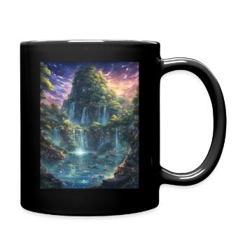 Beautiful mountain with waterfall - Full Colour Mug - black - Right