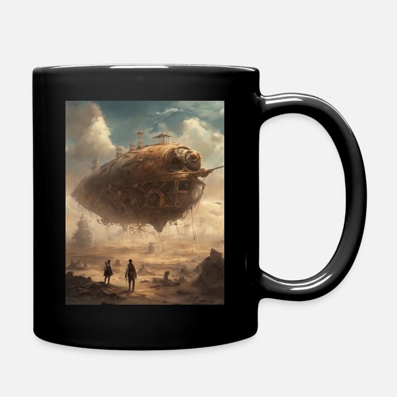 Schrottschiff über Wüste - Tasse einfarbig - Schwarz