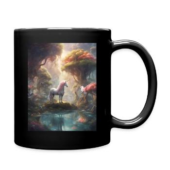 Licorne dans la forêt - Mug uni - noir - Droite