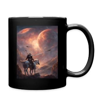 Desert planet with rider - Full Colour Mug - black - Right