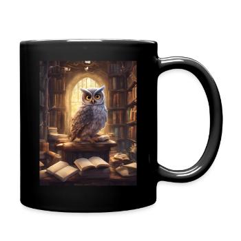 Hibou dans la bibliothèque - Mug uni - noir - Droite