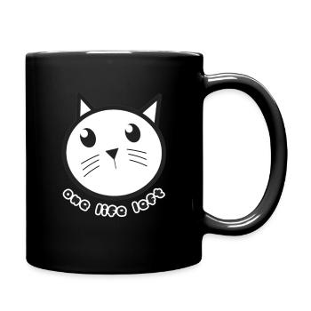White Cat One Life Left - Full Colour Mug - black - Right