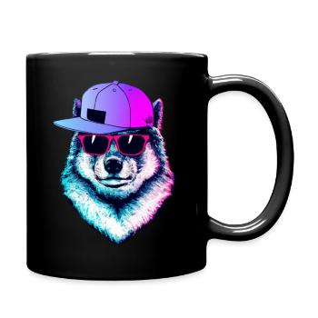 Cool Wolf - Full Colour Mug - black - Right