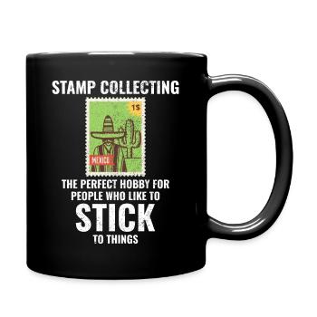Stamp Collecting Collector Philatelist - Full Colour Mug - black - Right