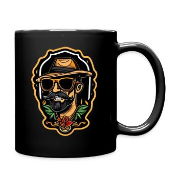 Coole Hipster Bayern Bub im Retro Sticker Look - Tasse einfarbig - Schwarz - Rechts