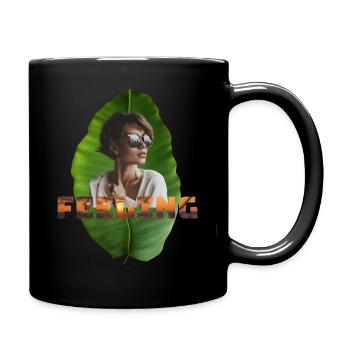 Strahlende Eleganz: Selbstbewusst und Sonnenverwöh - Tasse einfarbig - Schwarz - Rechts