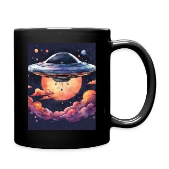 UFO im Universum - Eine außerirdische Reise - Tasse einfarbig - Schwarz - Rechts