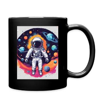 Astronaut im Weltraum - Entdecke die Galaxien - Tasse einfarbig - Schwarz - Rechts