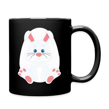 Niedlicher Osterhase und Ei - Tasse einfarbig - Schwarz - Rechts