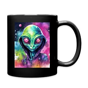 Außerirdischer Besuch - Einzigartiges Alien-TShirt - Tasse einfarbig - Schwarz - Rechts