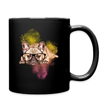 FRENCH BULLDOG with GLASSES Dog Dogs - Full Colour Mug - black - Right