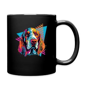Basset Hound 80s Style - Full Colour Mug - black - Right