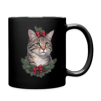 Un chat sauvage décoré pour Noël - Mug uni - noir - Droite