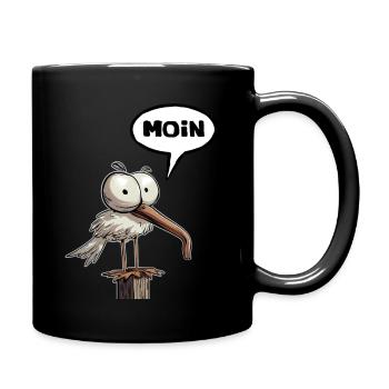 Lustige Möwe macht Urlaub am Meer und sagen Moin - Tasse einfarbig - Schwarz - Rechts