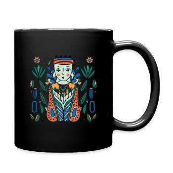 Colorful Floral Portrait Inspired by Scandinavian Art - Full Colour Mug - black - Right
