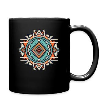 Colorful geometric pattern inspired by Native American art - Full Colour Mug - black - Right