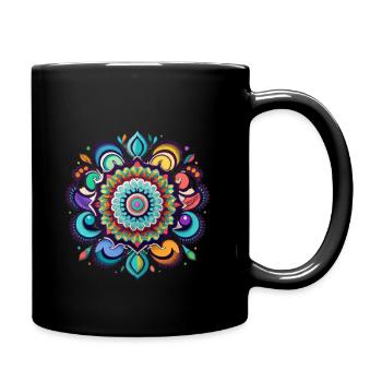 motif floral mandala géométrique coloré - Mug uni - noir - Droite