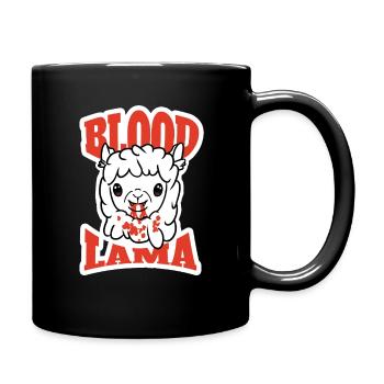 Halloween-Blut und Lama - Tasse einfarbig - Schwarz - Rechts