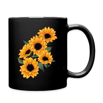 Shine with the summery painted sunflowers - Full Colour Mug - black - Right