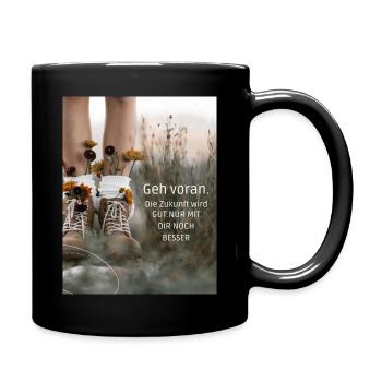 Lebe Liebe Lache 2 - Tasse einfarbig - Schwarz - Rechts