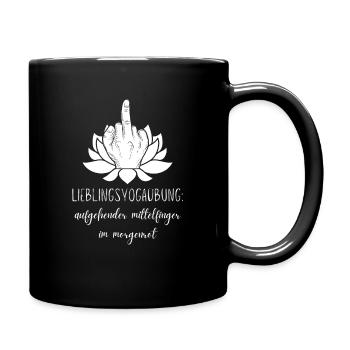 Lieblingsyogaübung: aufgehender Mittelfinger - Tasse einfarbig - Schwarz - Rechts