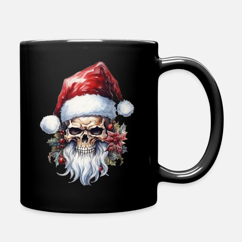 Crâne avec chapeau de Père Noël - Mug uni - noir