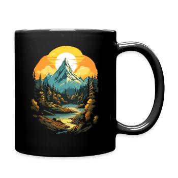 Mountains at sunset - Full Colour Mug - black - Right