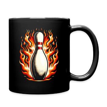Bowling skittles in flames - Full Colour Mug - black - Right