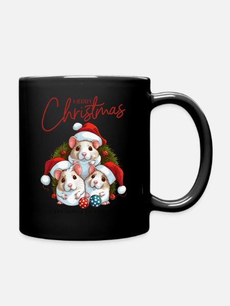 Frohe Weihnachten, Hamster - Tasse einfarbig - Schwarz