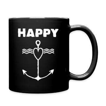 Happy Anker zufrieden froh fröhlich glücklich - Tasse einfarbig - Schwarz - Rechts
