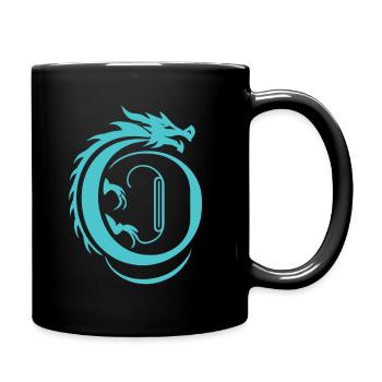 Buchstabe O mit Drache - Tasse einfarbig - Schwarz - Rechts