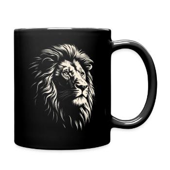 Majestätischer Löwe - Tasse einfarbig - Schwarz - Rechts