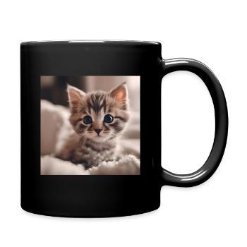 Yeux de chaton curieux - Mug uni - noir - Droite
