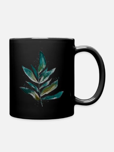 Nature, Feuille, Feuilles - Vert - Mug uni - noir
