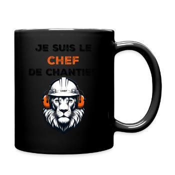 je suis le chef de chantier lion - Mug uni - noir - Droite